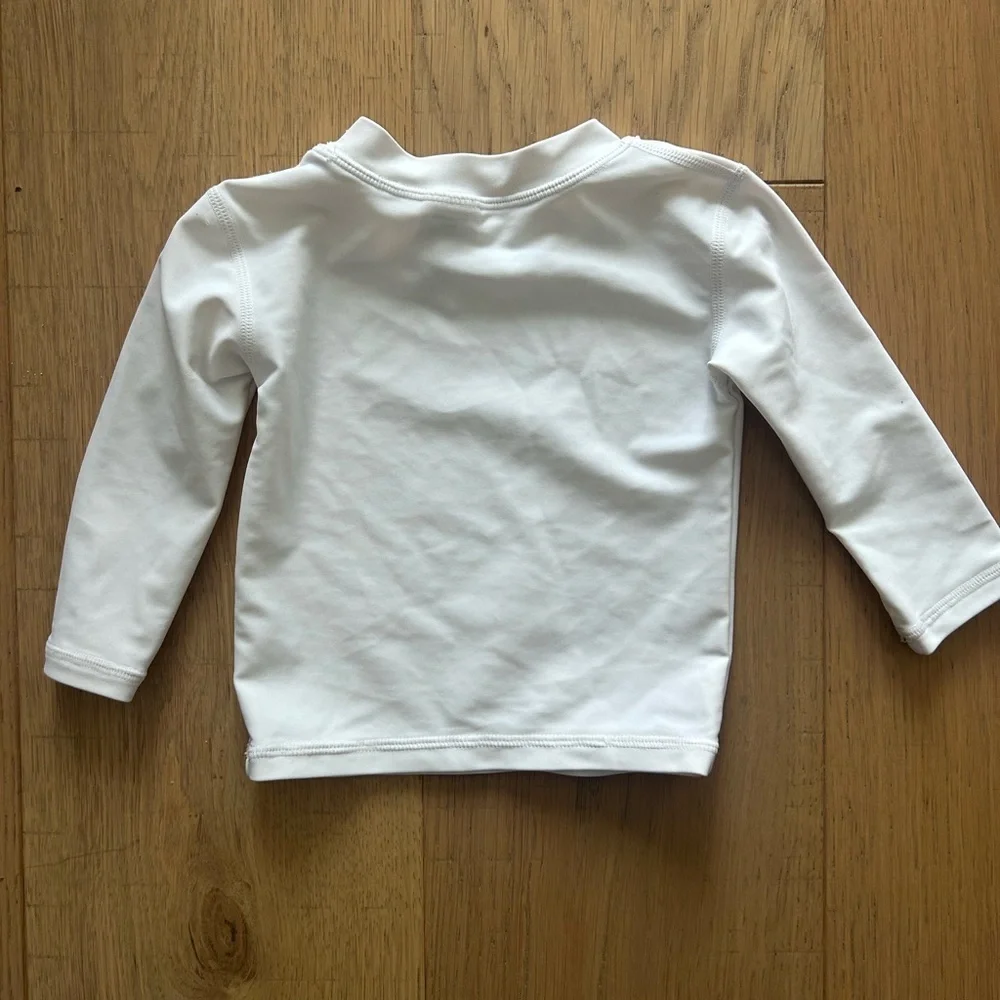 RuggedButts White Long Sleeve Rash Guard Shirt 6–12 Months